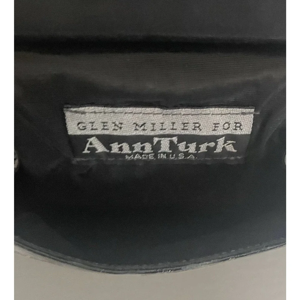GLEN MILLER FOR ANN TURK EVENING HANDBAG BLACK EMBOSSED LEATHER, EC
